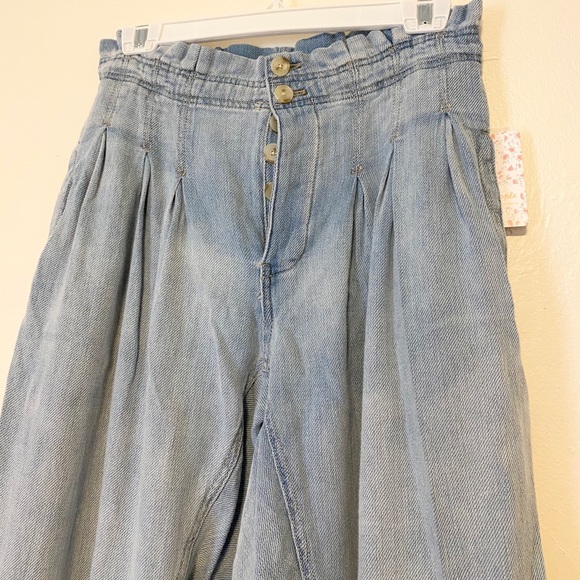 Free People Mover Shaker Pleated Paper Bag Jeans - Picture 6 of 8